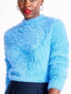 FUTURE COLLECTIVE Blue Fuzzy Furry Crewneck Sweater L NWOT